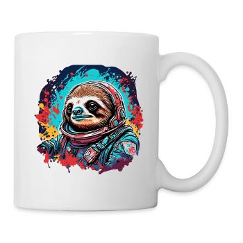 Astronaut / Weltall / Tier / Faultier / Raumschiff - Tasse - Weiß - Rechts