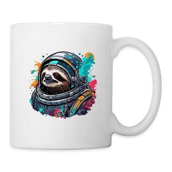 Astronaut / Weltall / Tier / Faultier / Raumschiff - Tasse - Weiß - Rechts