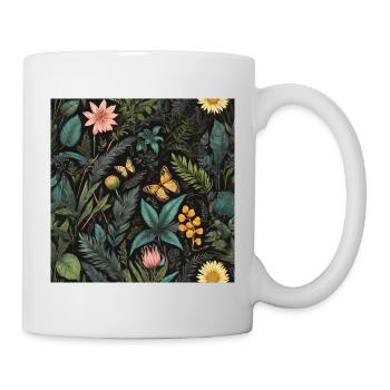 butterfly's in foliage #butterfly #flowers - Mug - white - Right