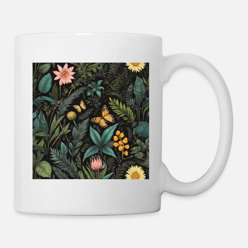 Schmetterlinge im Laub #butterfly #flowers - Tasse - Weiß