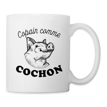 🐷COPAIN COMME COCHON - Humour Bronzés font du Ski - Mug blanc - blanc - Droite