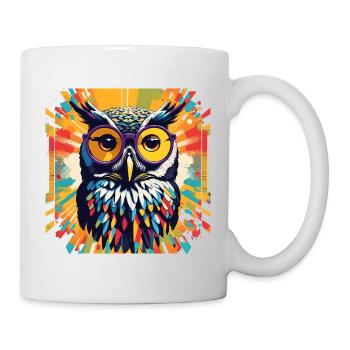 Popart Owl with Glasses - Mug - white - Right