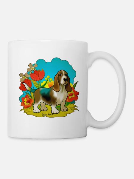 A sweet basset hound dog - Mug - white