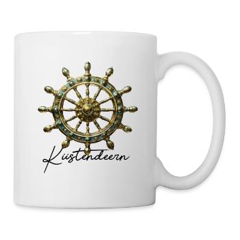 Küstendeern goldenes Steuerrad - Tasse - Weiß - Rechts