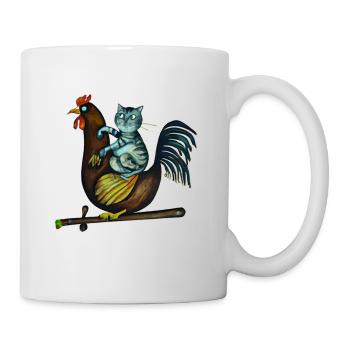 Funny Animals Cat on Chicken Summer Farm - Mug - white - Right