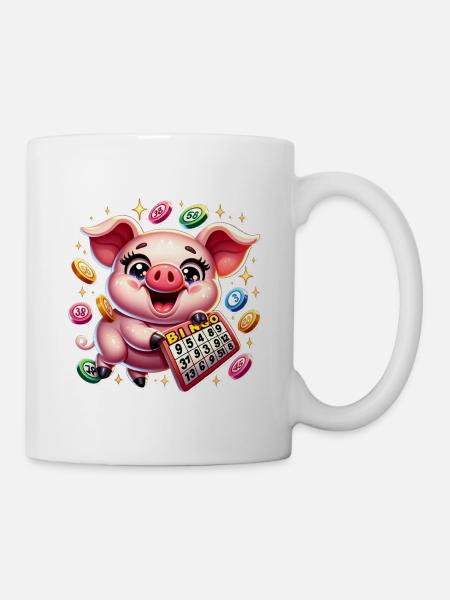 loto, cochon, bingo - Mug blanc - blanc