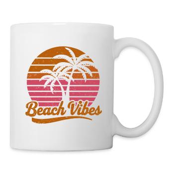 Beach Vibes Rétro Soleil Vacances Palmiers Été - Mug blanc - blanc - Droite