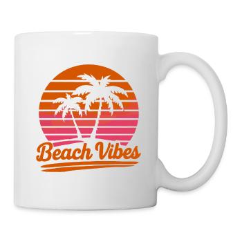 Beach Vibes Rétro Soleil Vacances Palmiers Été - Mug blanc - blanc - Droite