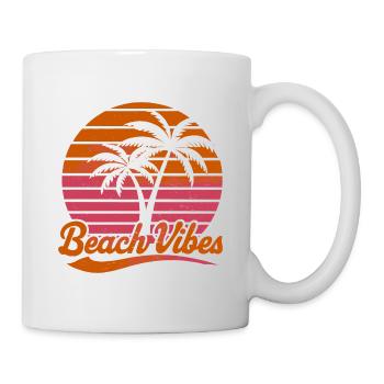 Beach Vibes Rétro Soleil Vacances Palmiers Été - Mug blanc - blanc - Droite