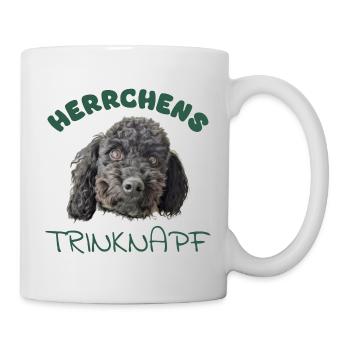 Herrchens Trinknapf mit schwarzem Pudel dunkelgrün - Tasse - Weiß - Rechts