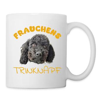 Frauchens Trinknapf mit schwarzem Pudel gelb - Tasse - Weiß - Rechts
