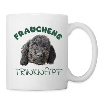 Frauchens Trinknapf mit schwarzem Pudel dunkelgrün - Tasse - Weiß - Rechts