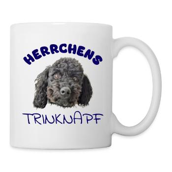 Herrchens Trinknapf mit schwarzem Pudel kobaltblau - Tasse - Weiß - Rechts