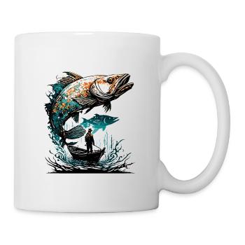 Angler Siluette / Fishing / Fish / Lake / Sport - Mug - white - Right