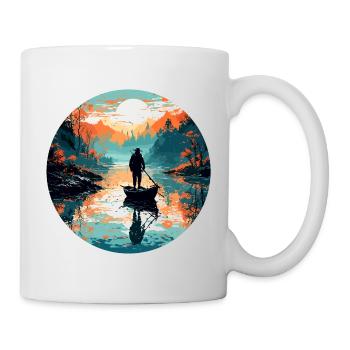 Angler Siluette / Fishing / Fish / Lake / Sport - Mug - white - Right