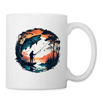 Angler Siluette / Fishing / Fish / Lake / Sport - Mug - white - Right