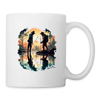 Angler Siluette / Fishing / Fish / Lake / Sport - Mug - white - Right