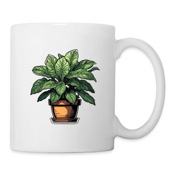 Zimmerpflanze / Topfpflanze / Dekoration / Topf - Tasse - Weiß - Rechts