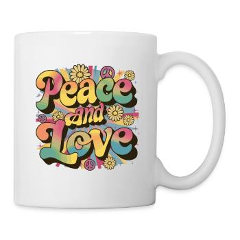 Peace And Love Hippie 1960er 1970er - Tasse - Weiß - Rechts