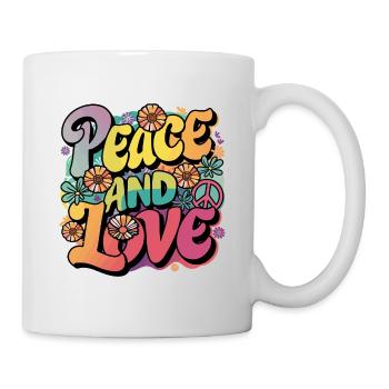 Peace And Love Hippie 1960er 1970er - Tasse - Weiß - Rechts