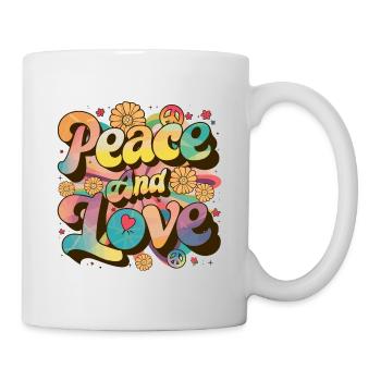 Peace And Love Hippie 1960er 1970er - Tasse - Weiß - Rechts