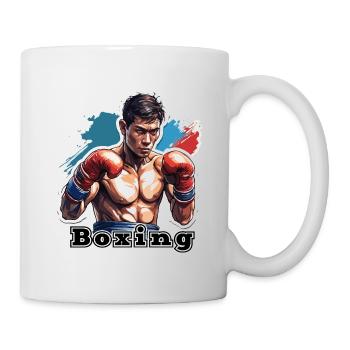 Boxeur / Sports / Combat / Arène / Ring de boxe / Poings - Mug blanc - blanc - Droite
