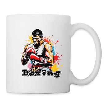 Boxeur / Sports / Combat / Arène / Ring de boxe / Poings - Mug blanc - blanc - Droite