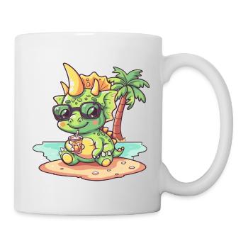 Dinosaure tricératops d’été - Mug blanc - blanc - Droite