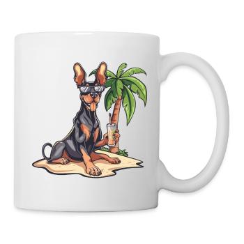Dobermann Hund Sommer - Tasse - Weiß - Rechts