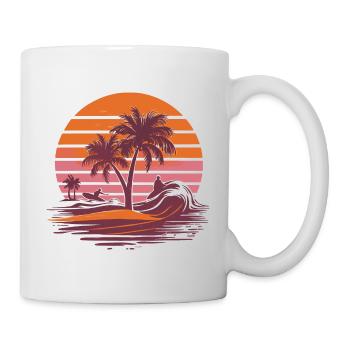 Beach Vibes Retro Surfer Palm Beach Vacation - Mug - white - Right
