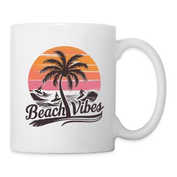 Beach Vibes Retro Surfer Palm Beach Vacation - Mug - white - Right
