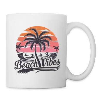 Beach Vibes Retro Surfer Palm Beach Vacation - Mug - white - Right