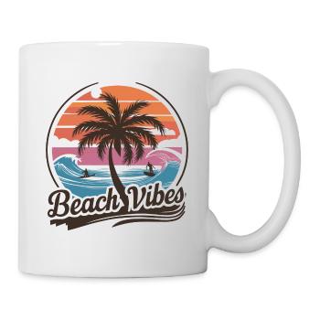 Beach Vibes Retro Surfer Palm Beach Vacation - Mug - white - Right