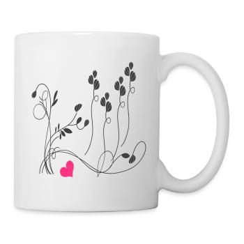 Vrille florale avec coeur - Mug blanc - blanc - Droite
