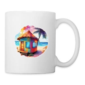 Haus am See / Hütte / See / Berge / Natur /Wald - Tasse - Weiß - Rechts