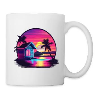 Haus am See / Hütte / See / Berge / Natur /Wald - Tasse - Weiß - Rechts