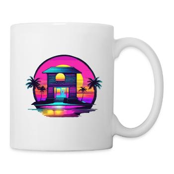 Haus am See / Hütte / See / Berge / Natur /Wald - Tasse - Weiß - Rechts