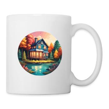Lakeside House / Cabin / Lake / Mountains / Nature /Forest - Mug - white - Right