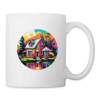 Lakeside House / Cabin / Lake / Mountains / Nature /Forest - Mug - white - Right