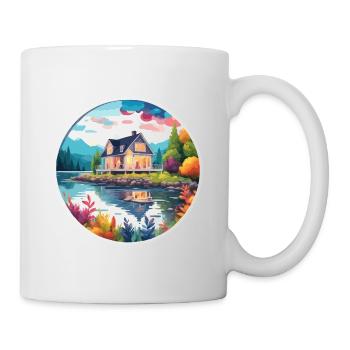 Lakeside House / Cabin / Lake / Mountains / Nature /Forest - Mug - white - Right