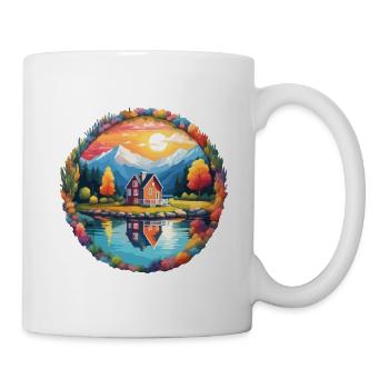 Lakeside House / Cabin / Lake / Mountains / Nature /Forest - Mug - white - Right