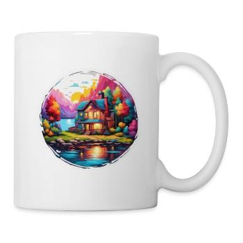 Lakeside House / Cabin / Lake / Mountains / Nature /Forest - Mug - white - Right