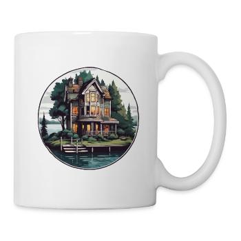 Lakeside House / Cabin / Lake / Mountains / Nature /Forest - Mug - white - Right