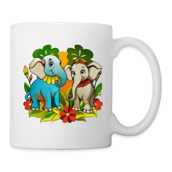 Two cute elephants - Mug - white - Right