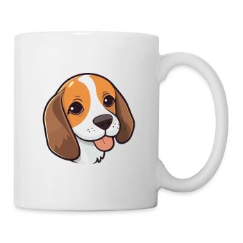Beagle Dog Breed Watercolor Cartoon Kawaii Clipart - Mug - white - Right