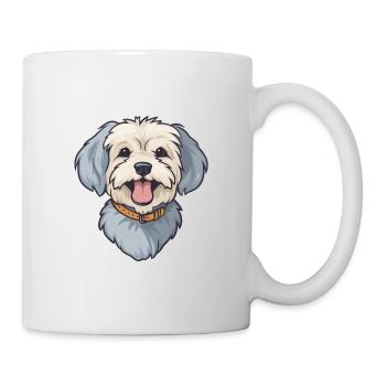 Dandie Dinmont Terrier Dog Breed Watercolor Cartoo - Mug - white - Right