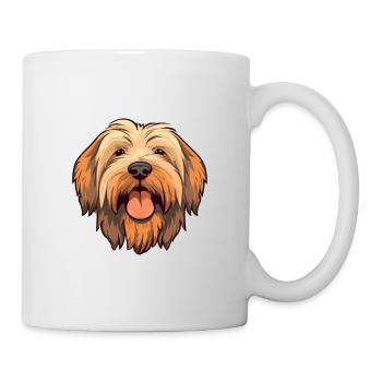 Briard Dog Breed Watercolor Cartoon Kawaii Clipart - Mug - white - Right
