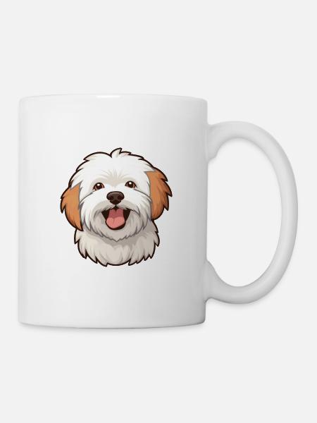 Cotons De Tuléar Chien Race Aquarelle Dessin Animé Kawa - Mug blanc - blanc