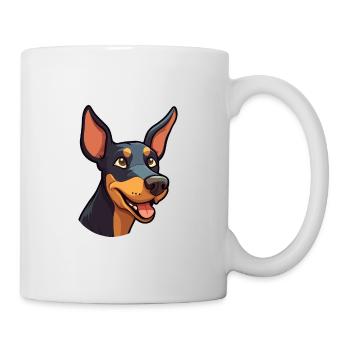 Dobermann Pinscher Hunderasse Aquarell Karikatur Kaw - Tasse - Weiß - Rechts