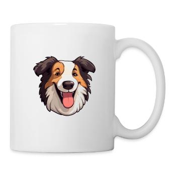 Collie Dog Breed Watercolor Cartoon Kawaii Clipart - Mug - white - Right